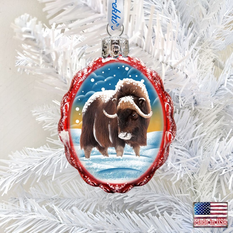 Buffalo Mercury Glass Ornament by G. DeBrekht – Wildlife Holiday Decor – 771054