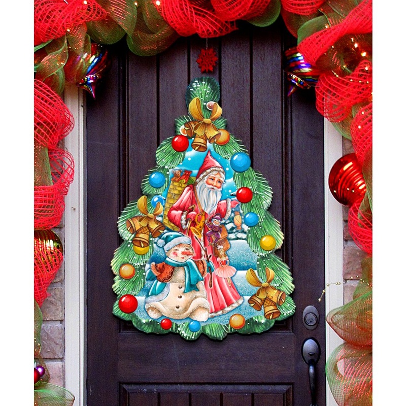 Christmas Arrival Christmas Door Decor by G. DeBrekht – Christmas Santa Snowman Decor – 8114020H