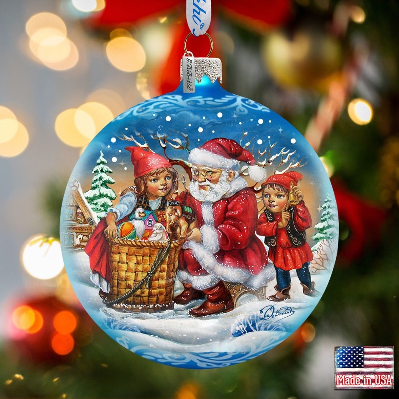 Christmas Ball Glass Ornament by G. DeBrekht – Christmas Santa Snowman Decor – 73367