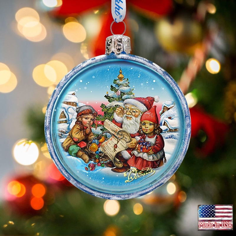 Christmas Tale Glass Ornament by G. DeBrekht – Christmas Santa Snowman Decor – 73352C