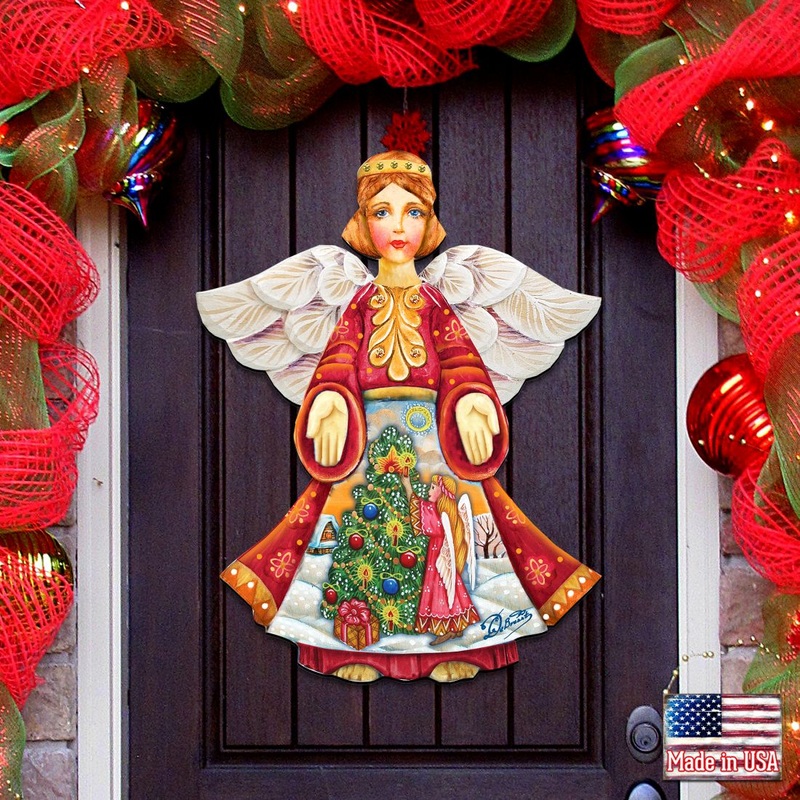 Christmas Tree Angel Nativity Door Decor by G. DeBrekht – Nativity Holiday Decor – 8154103H