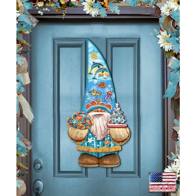 Coastal Gnome Coastal Door Decor by G. DeBrekht – Coastal Holiday Decor – 8611014H