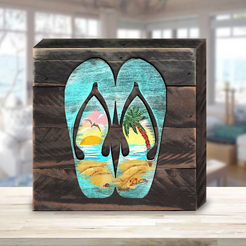 Coastal Sandals Wooden Decor by G. DeBrekht – Coastal Holiday Decor – 8198523B