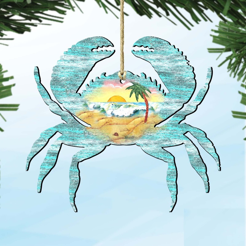 Crab Wooden Ornaments by G. DeBrekht – Coastal Holiday Decor – 8198511