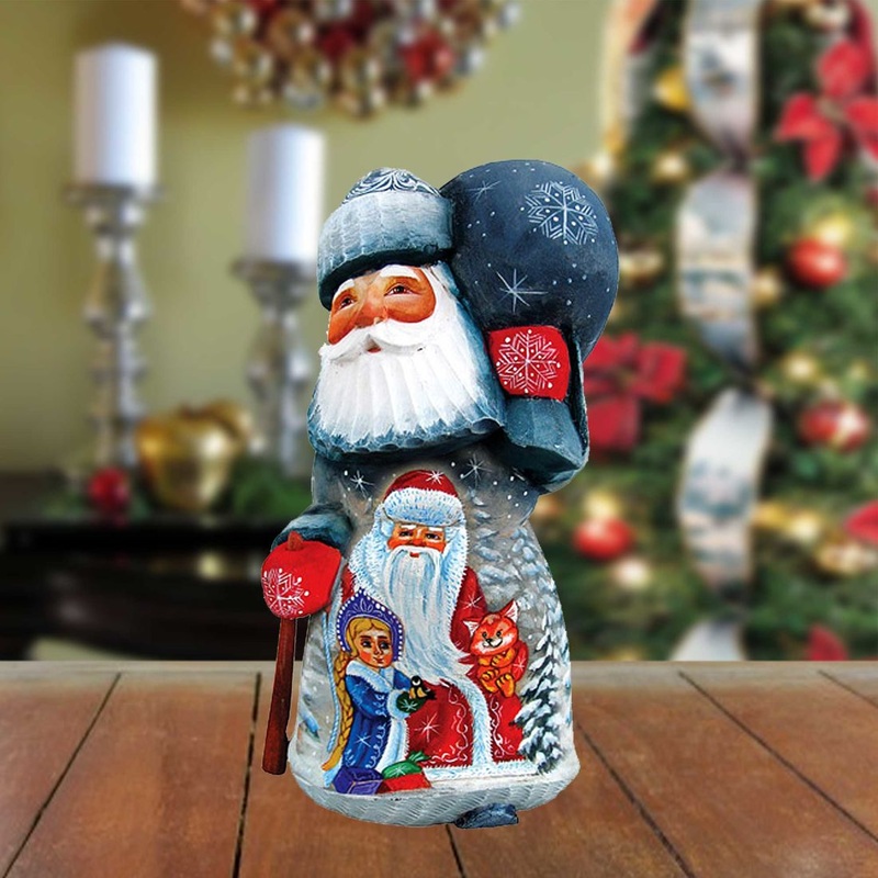 Delightful Merry Santa Hand-Painted WOODCARVED Masterpiece by G. DeBrekht – Christmas Decor – 820203 *** PRE-ORDER – Handmade Just for You! ***