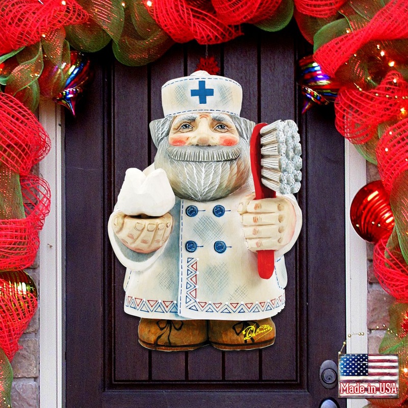 Dentist Door Christmas Door Decor by G. DeBrekht – Christmas Santa Snowman Decor – 8151922H