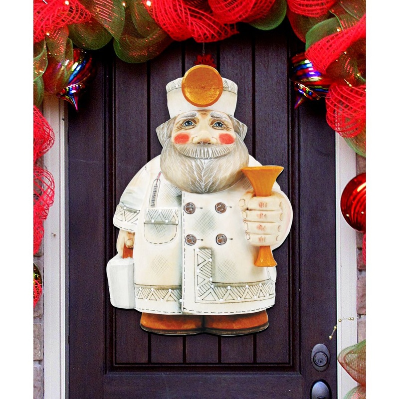 Doctor Santa Christmas Door Decor by G. DeBrekht – Christmas Santa Snowman Decor – 8151921H