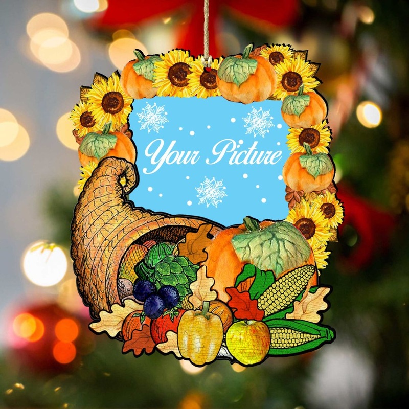Give A Thanks Thanksgiving Picture Frame Ornaments – Ornament for Photo – Thanksgiving Halloween Decor – 8158905PF