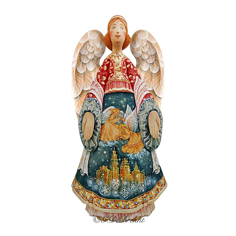 Guardian Angel, Hand-Painted WOODCARVED Figurine by  L251102 – SPECIAL ORDER *** PRE-ORDER – Handmade Just for You! ***