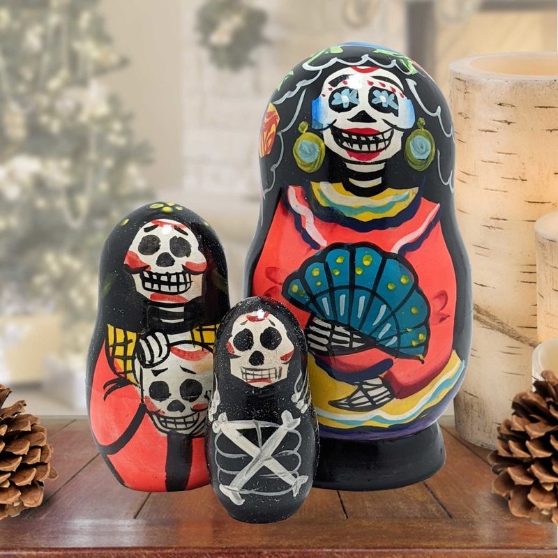 Halloween Hand-Painted Doll Matreshka Nesting Hand-Painted Doll by G. DeBrekht – Thanksgiving Halloween Decor – 14738