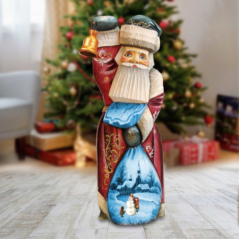 Home Sweet Home Santa Hand-Painted WOODCARVED Masterpiece by G. DeBrekht – Christmas Santa Snowman Decor – 2421110