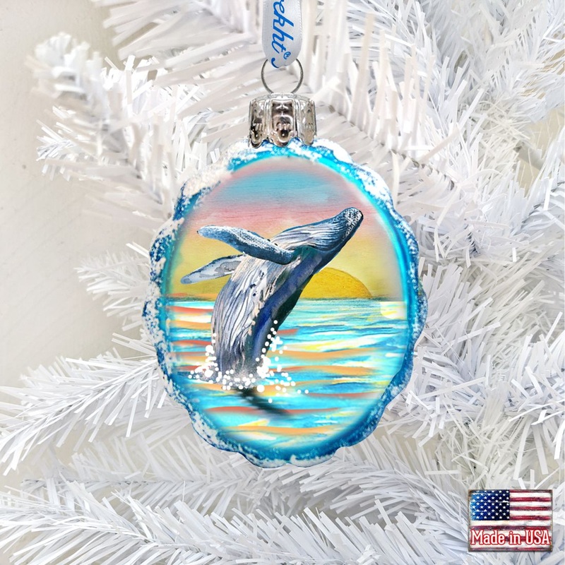 Humpback Mercury Glass Ornament by G. DeBrekht – Wildlife Holiday Dcor – 771049-777389