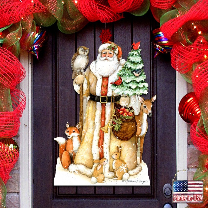 Ivory Santa Christmas Door Decor by Susan Winget – Christmas Santa and Snowman Decor