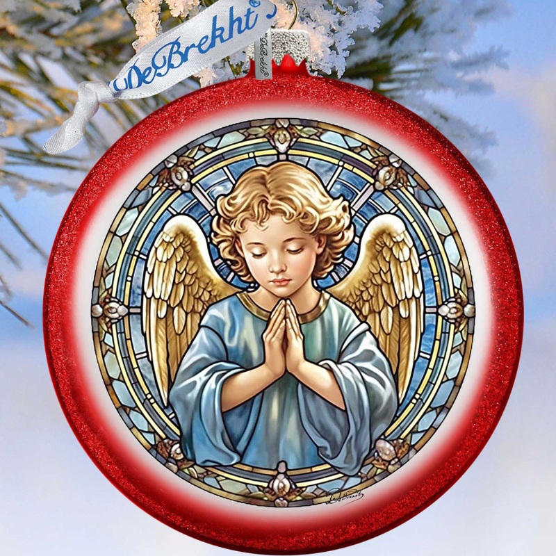 Little Angel Ball Glass Ornament by G. Debrekht – Nativity Holiday Decor – 73565C