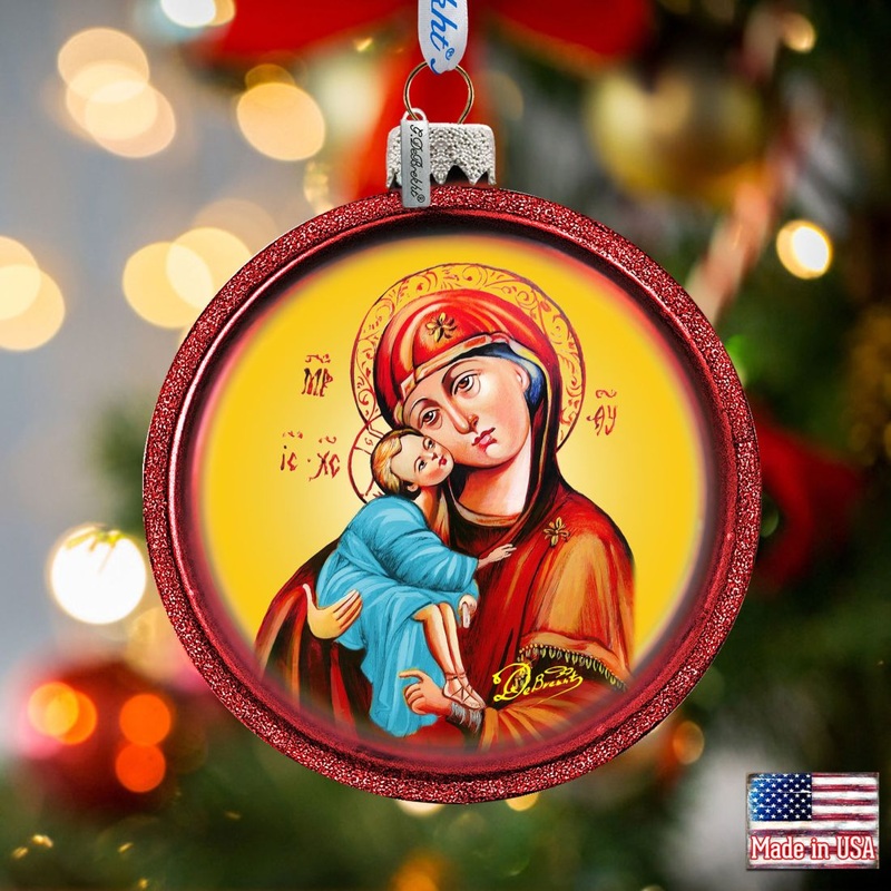 Mary And Joseph Glass Ornament by G. DeBrekht – Nativity Holiday Decor – 764-002