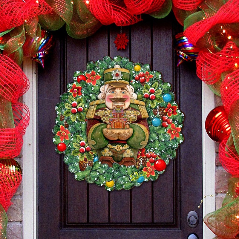 Nutcracker’s Wreath Gift Holiday Door Decor by G. DeBrekht – Christmas Decor – 8185321H