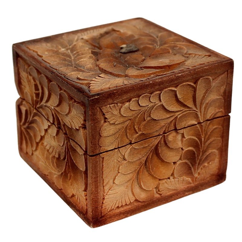 One-of-a-Kind Floral Wood Carved Jewelry Box 2.5 by , Unique Hand Carved Gift