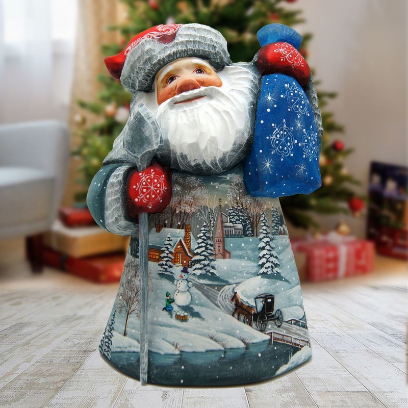 Retro Village Santa Hand-Painted WOODCARVED Masterpiece by G. DeBrekht – Christmas Decor – 821477 *** PRE-ORDER – Handmade Just for You! ***