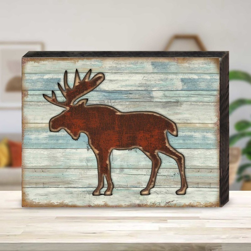Rustic Moose Wooden Wall Art by G. DeBrekht – Wildlife Holiday Decor – 8198222B