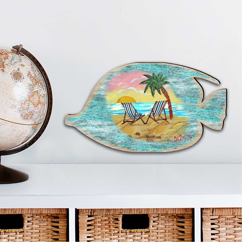 Rustic Tropical Fish Coastal Outdoor Decor Large Ornament by G. DeBrekht – Coastal Holiday Decor – 8198527-2M