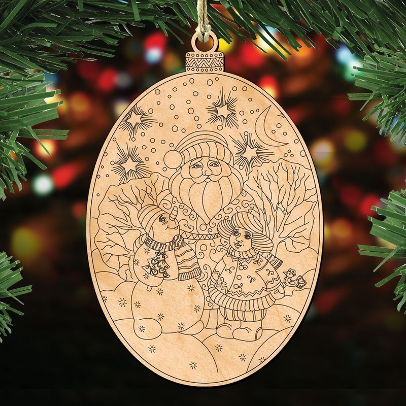 Santa and Friends Christmas DIY Coloring Decorative Holiday Ornament 8374039-S3 by G. DeBrekht