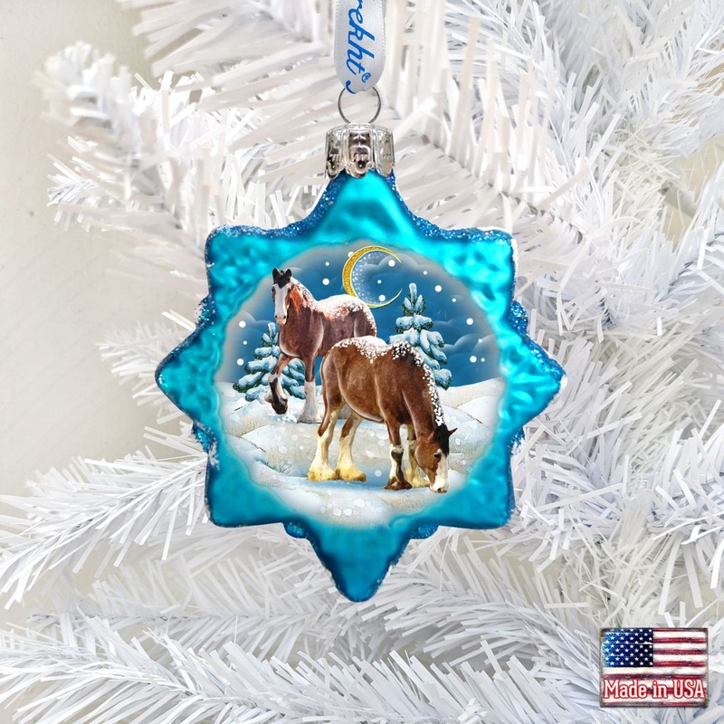 Santa Horse Mercury Glass Ornament by G. DeBrekht – Wildlife Holiday Dcor – 771022