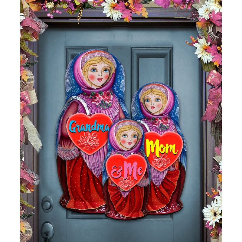 Santa Roly-poly Doll Christmas Door Decor by G. DeBrekht – Christmas Santa Snowman Decor – 8115012H