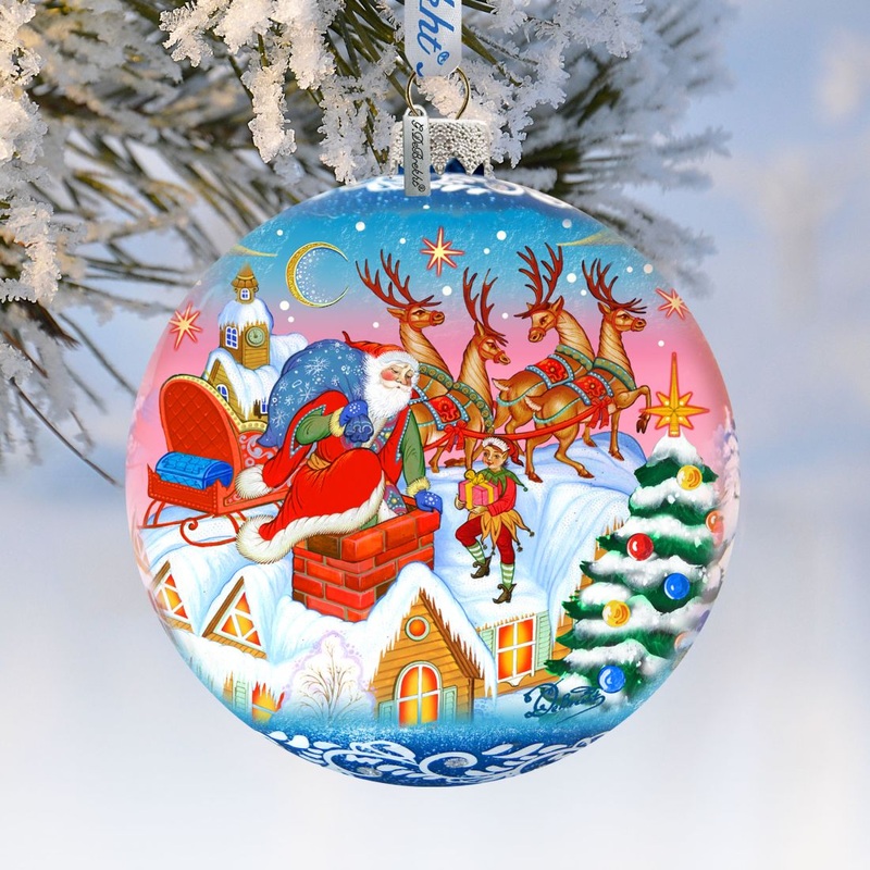 Special Delivery Ball Glass Ornament Limited Edition by G. DeBrekht – Christmas Santa Snowman Decor – 73845