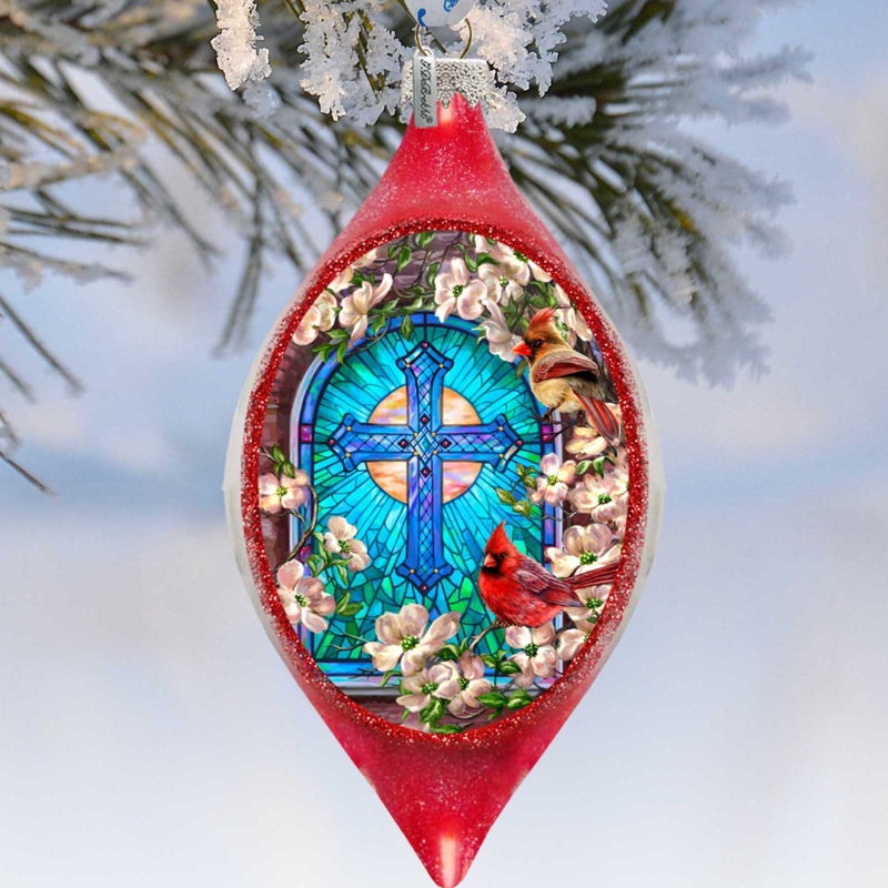 Sunday Morning Drop Glass Ornament by D. Gelsinger – Easter Spring Decor – 757-056-DG