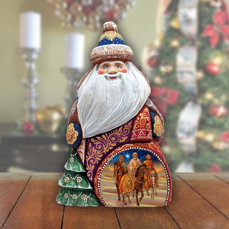 Three Kings Journey Santa Hand-Painted WOODCARVED Masterpiece Figurine by G. DeBrekht – Nativity Holiday Decor – 8206022