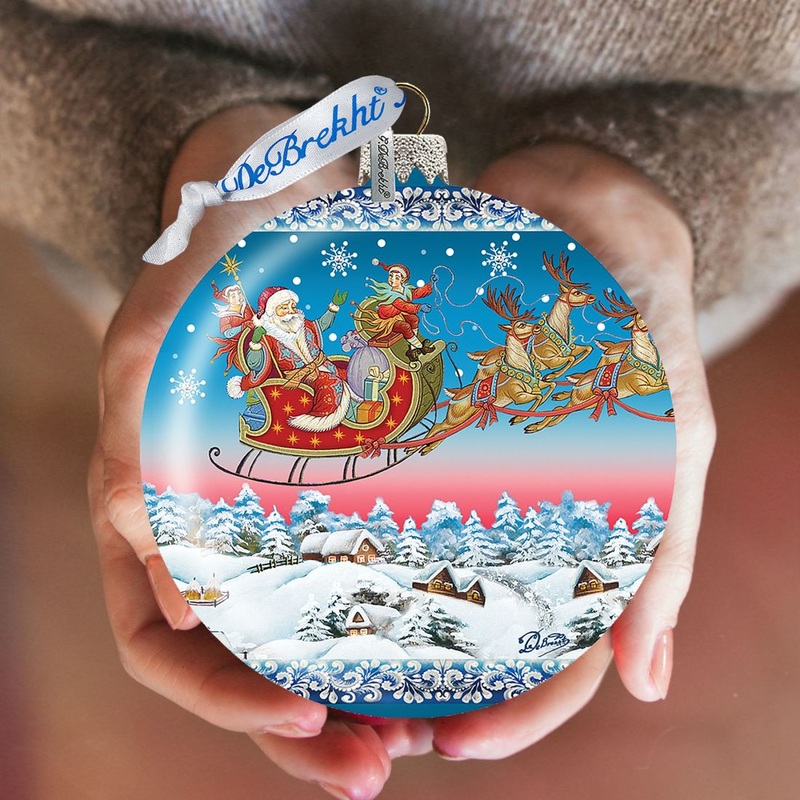 Up-Up Away Ball Glass Ornament Limited Edition by G. DeBrekht – Christmas Santa Snowman Decor – 73842