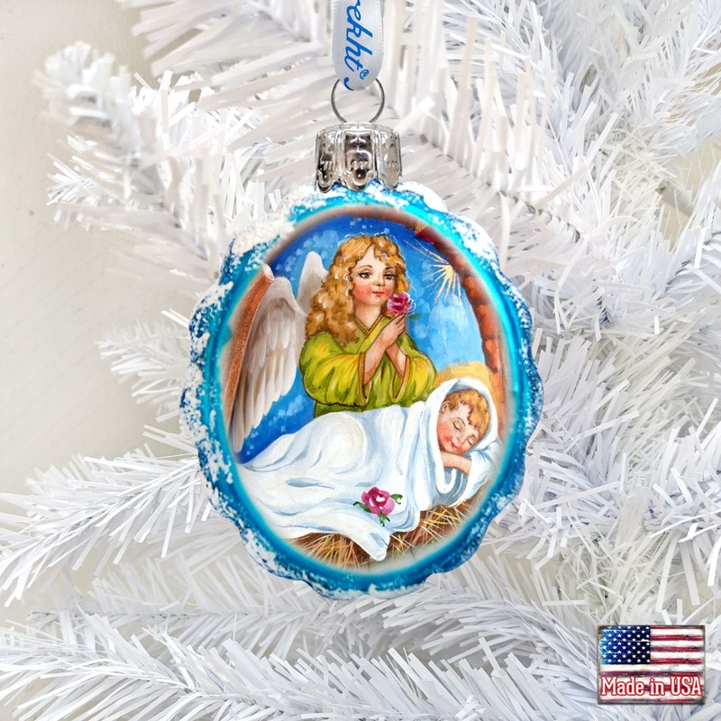 Watching Over You Angel Mercury Glass Ornament by G. DeBrekht – Nativity Holiday Decor – 773028