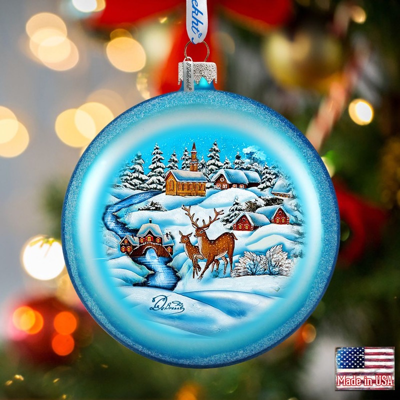 Winter landscape Glass Ornament by G. DeBrekht – Christmas Decor – 744-012