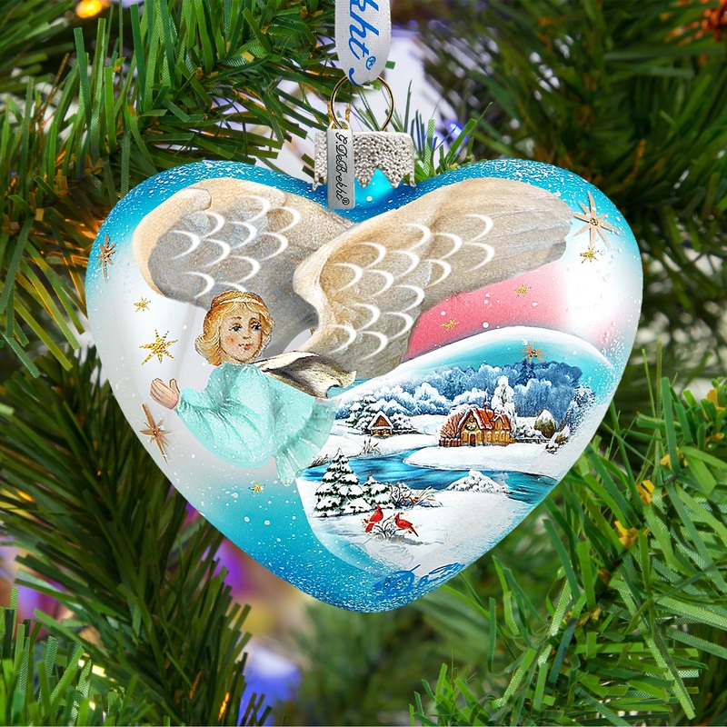 Angel Heart Glass Ornament by G. DeBrekht – Nativity Holiday Dcor – 73163