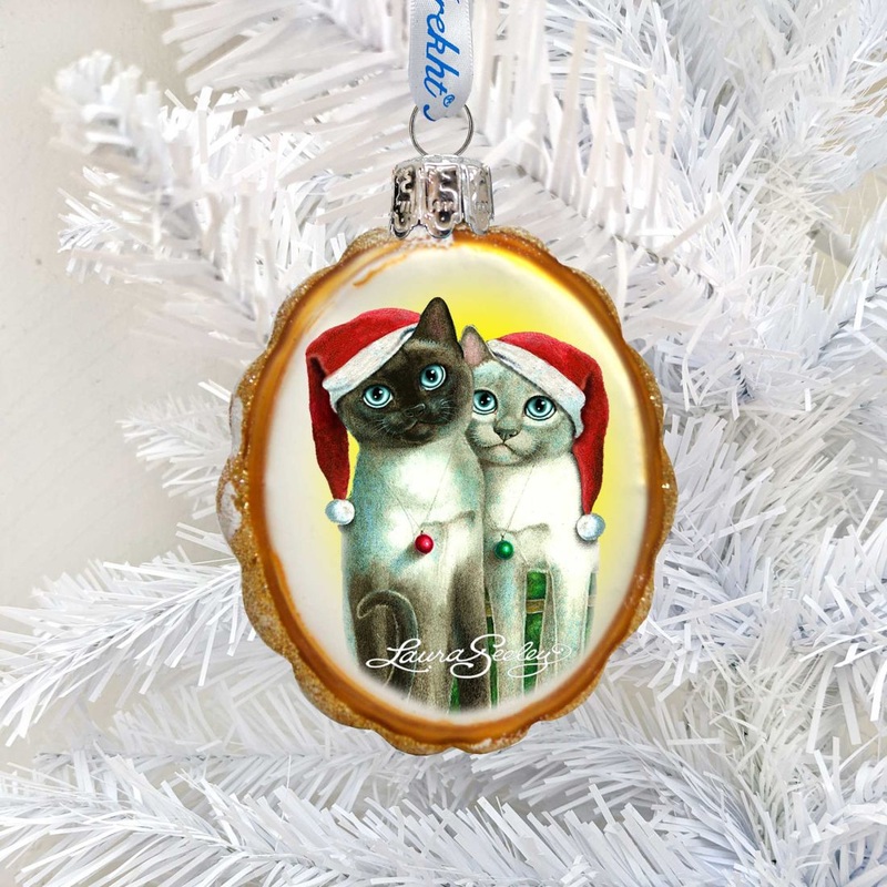 Angel Santa Cats Mercury Glass Ornament by Laura Seeley – Pets Dog and Cats Decor – 779214-LS