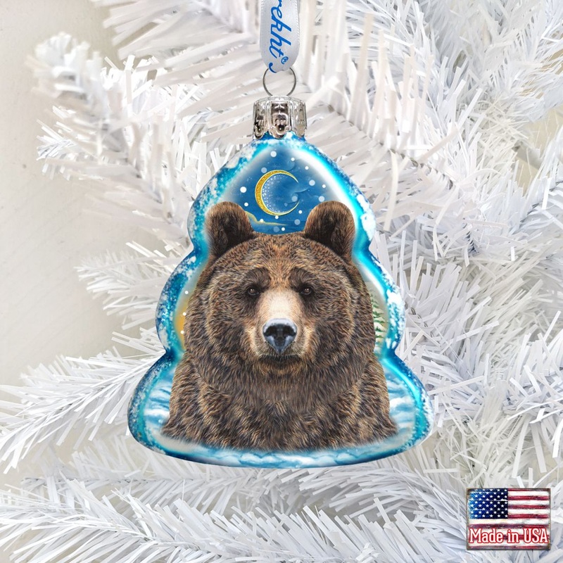 Bear Face Mercury Glass Ornament by G. DeBrekht – Wildlife Holiday Decor – 771056