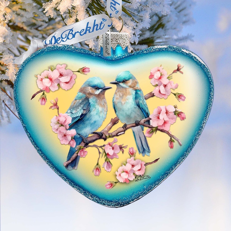 Blooming Love Heart Glass Ornament by G. Debrekht Christmas Decor – 753-014