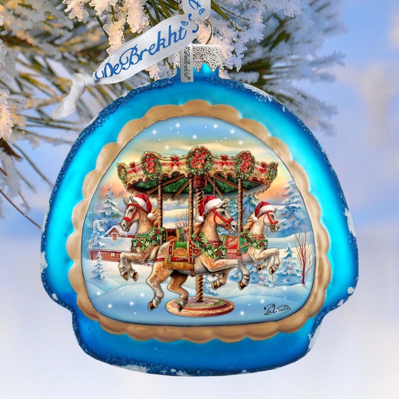 Christmas Carousel Rainbow Glass Ornament by G. Debrekht – Christmas Decor – 756-021
