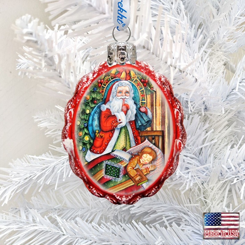 Christmas Night Mercury Glass Ornament by G. DeBrekht – Christmas Santa Snowman Decor – 773023