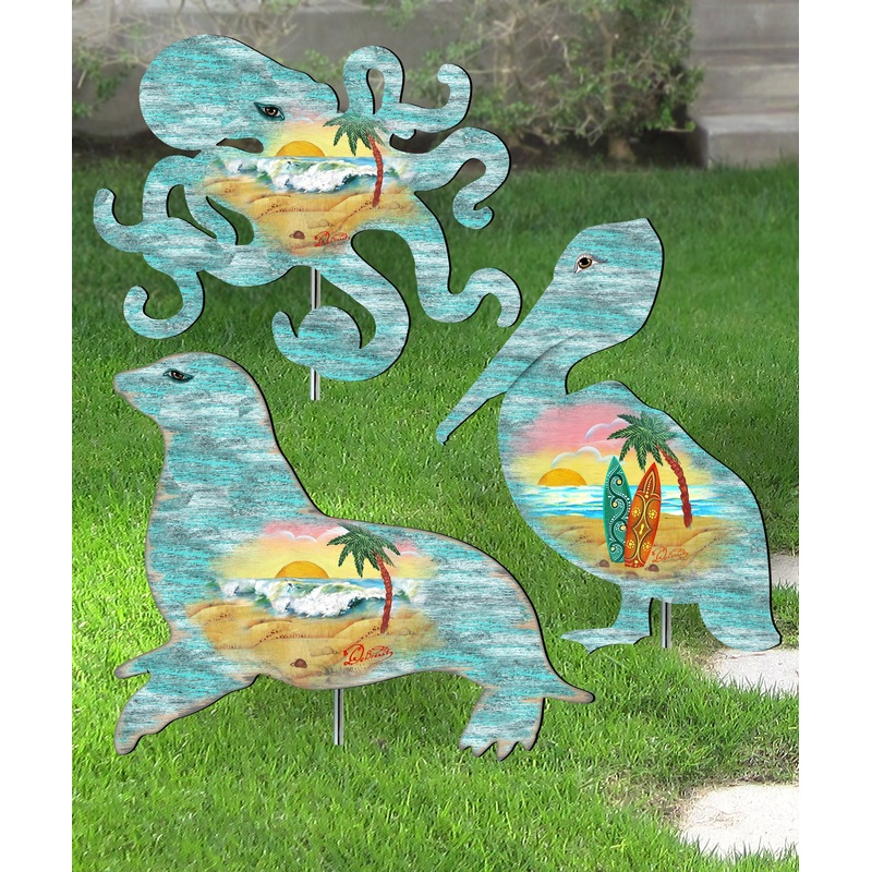 Coastal Garden Porch Outdoor Garden Walkway Set of 3 by G. DeBrekht – Coastal Holiday Decor – 8120115MS3