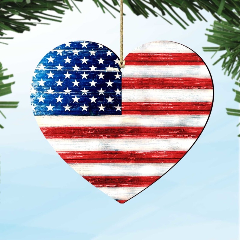 Flag Land that I Love Wooden Ornaments – American Patriotic Decor – 8198915