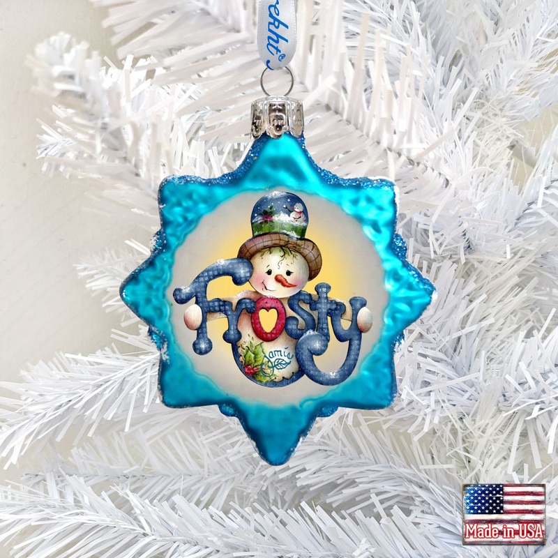 Frosty Mercury Glass Ornament by Jamie Mills-Price – Christmas Santa Snowman Decor – 778202-7505