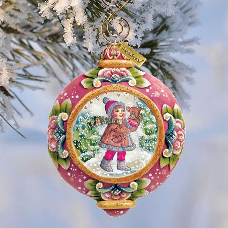 Girl Teddy Bear Sculpted Hand-Painted Christmas Ornament by  – 6102423