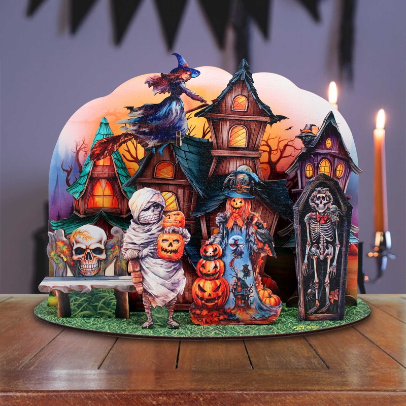Halloween Spooky Village Decorative Village Set by G. Debrekht – Halloween Decor – 852741-12