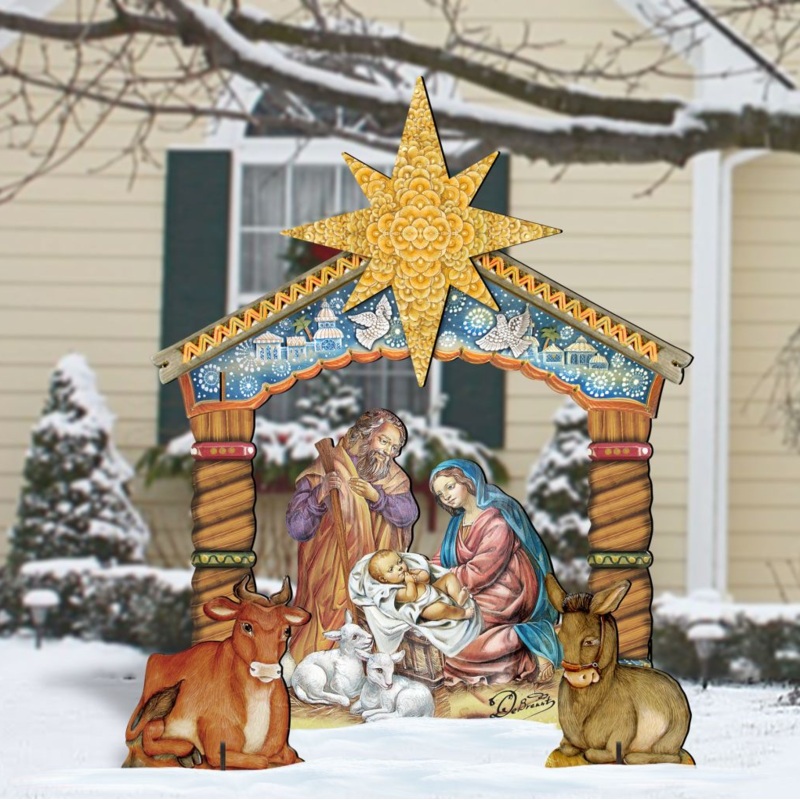 Holy Family Outdoor Nativity Set by G. DeBrekht – Nativity Holiday Decor – 8114030FS