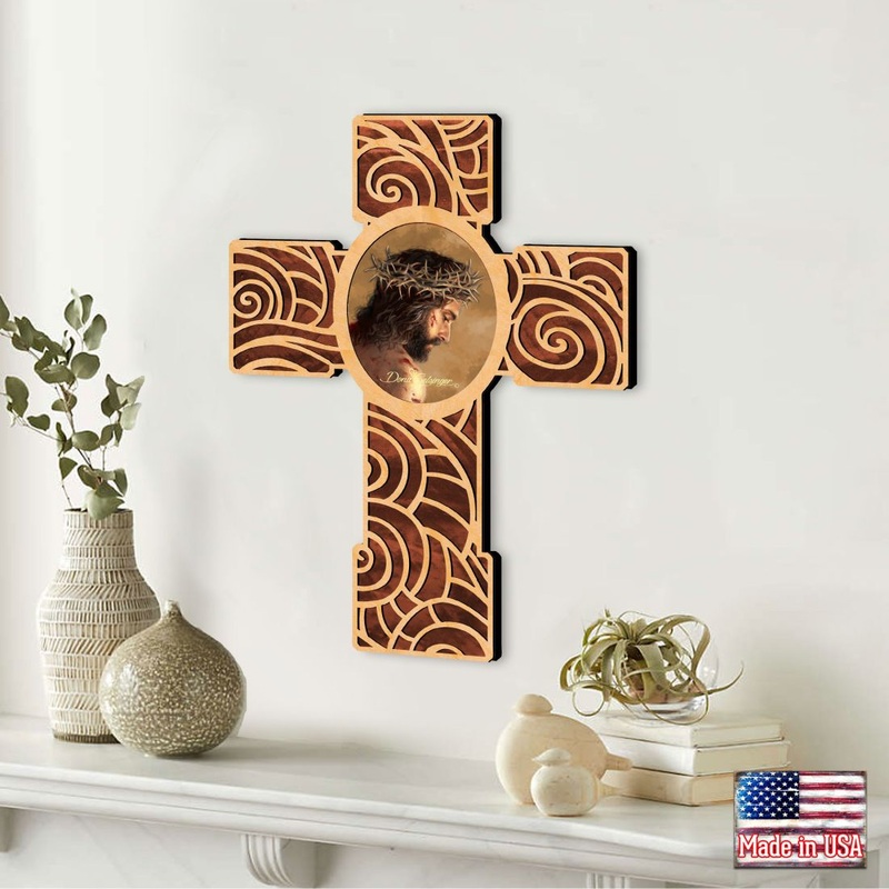 Jesus Modern Wooden Cross by D. Gelsinger – Inspirational Icon Decor – 88280-DG