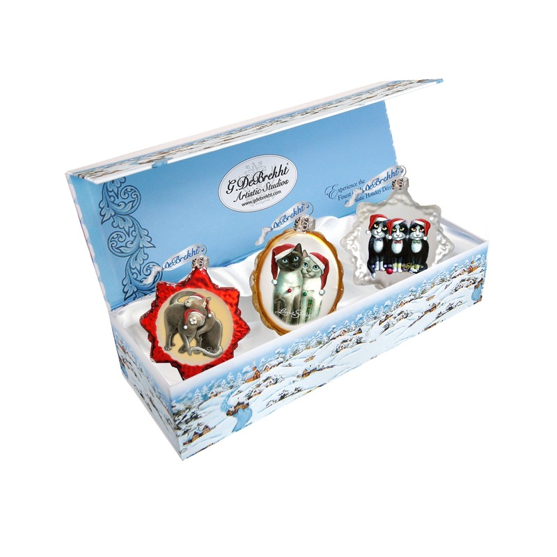 Kitty Cats Mercury Glass Ornaments – Christmas Decor by Laura Seeley – 770143S3-LS