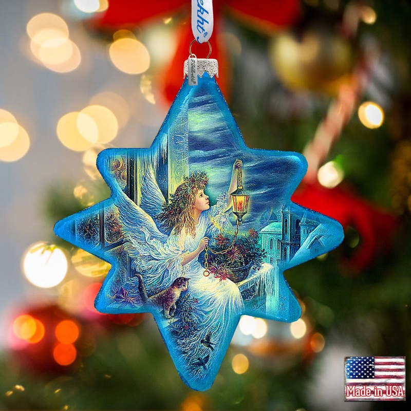 Lighting the Way North Star Glass Ornament by G. DeBrekht – Christmas Decor – 755-042
