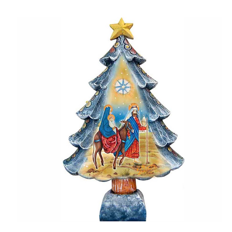 Nativity Tree Handcrafted Christmas Figurine – G. DeBrekht – Christmas Santa Snowman Decor – 588043M