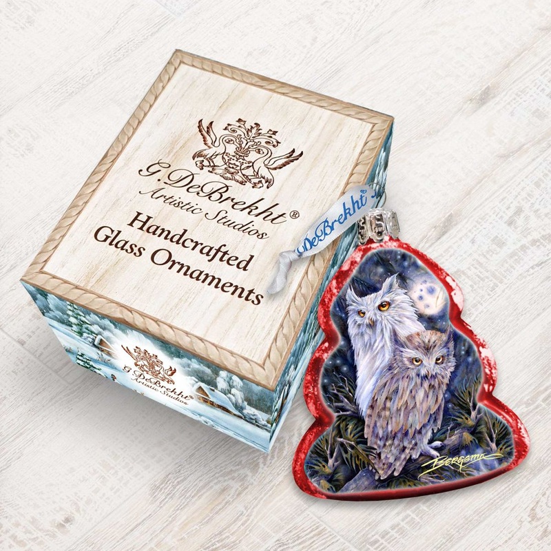 Night Watch Owls Mercury Glass Ornament by J. Bergsma – Wildlife Holiday Decor – 7783902-JB